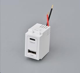 USB C un USB strāvas modulis, 2 gab., 220 V kontaktligzda uz 5 V pārveidotājs, 2,1 A Type C + USB uzlādes kontaktligzdas slēdža adapteris, piemērots viedtālruņiem un ierīcēm