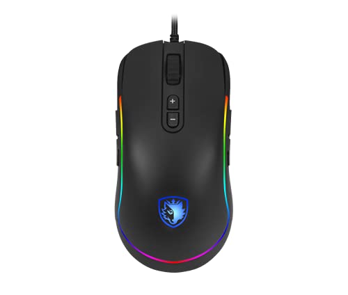 Sades Revolver Gaming Mouse - 10,000 DPI, optical sensor, Chroma-RGB lighting, 9 programmable buttons, ergonomic design