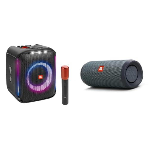 JBL PartyBox Encore – Pārnēsājams ballīšu skaļrunis iekštelpām un ārā & Flip Essential 2 – Pārnēsājams Bluetooth skaļrunis ar uzlādējamu akumulatoru