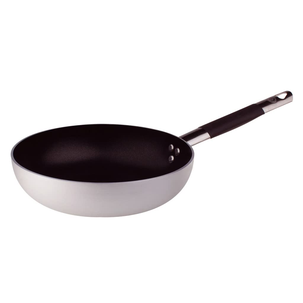 Pentole Agnelli Platinum panna scasata - 3mm thick, stainless steel Cool handle, 20cm, silver/black, no aluminum.