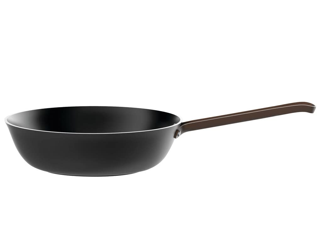 Alessi edo PU114/28 B - Alumīnija panna ar nelipīgu pārklājumu, nerūsējošā tērauda rokturis, brūna.