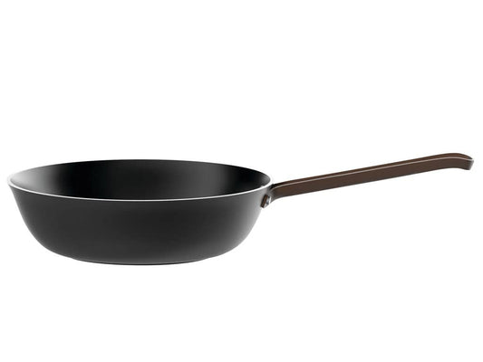 Alessi edo PU114/28 B - Alumīnija panna ar nelipīgu pārklājumu, nerūsējošā tērauda rokturis, brūna.