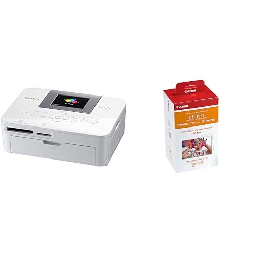 Fotoprinteris Canon Selphy CP1000 10x15 cm, mobilais printeris, USB, 300x300 DPI, tiešā druka no saderīgām kamerām, balts + kasetne un papīrs RP-108 Selphy CP sērijai