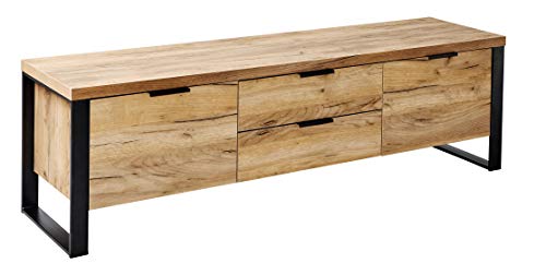 Jahnke LOOP TV 150 - Mūsdienīgs TV galds televizoriem līdz 60 collām, 152,4 x 39,5 x 45 cm, ozola efekts