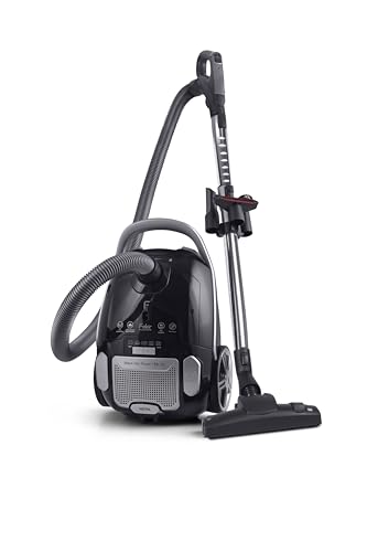 Fakir Black Vac Power - 800W bagged vacuum cleaner, HEPA H14 filter, quiet 69dB, 3L dust bag, 12m range, black/silver.