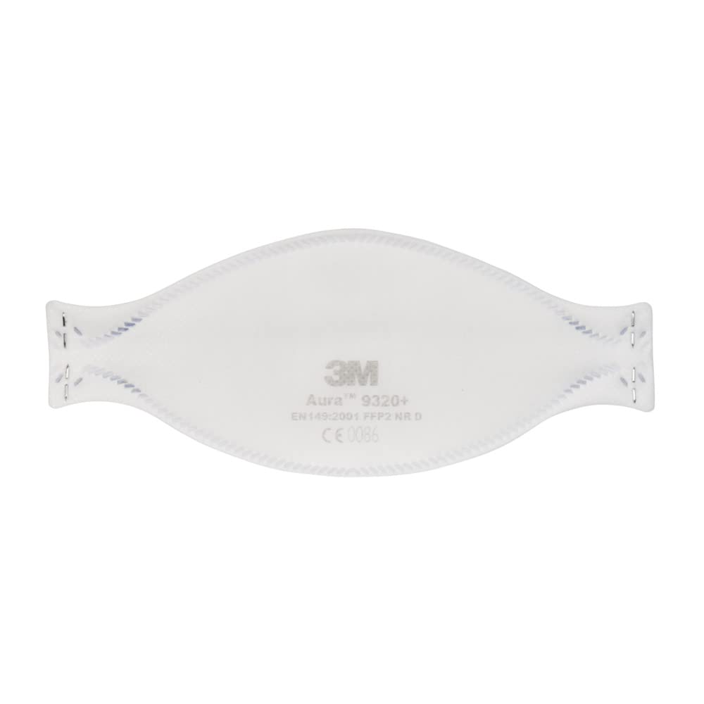FFP2 respirators 3M Aura 9320+ – komfortabla daļiņu aizsargmaska ar optimālu piegulšanu sejai, vienreizlietojama, individuāli iepakota, 20 gab.