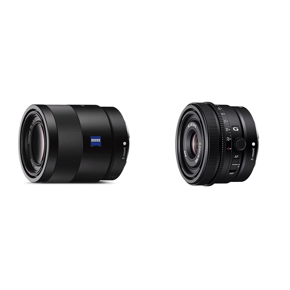 Sony SEL-55F18Z Zeiss standarta objektīvs (fiksētā fokusa & SEL24F28G | Pilna kadra FE 24mm F2.8 G - Premium G sērijas objektīvs ar fiksētu fokusu