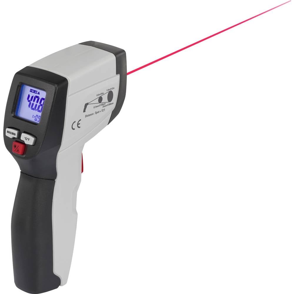 Infrasarkanais termometrs VOLTCRAFT IR 500-12S, optika 12:1, -50 līdz +500 °C, pirometrs ar vienu lāzeru