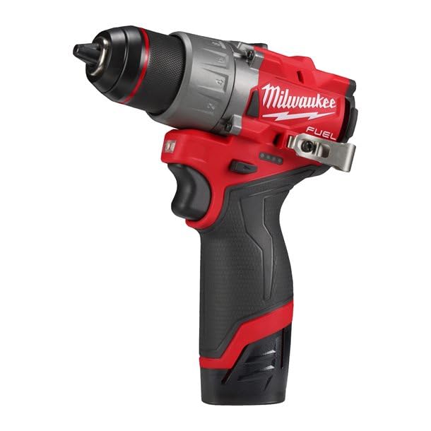 Milwaukee M12 FDD2-202X 12V Cordless Drill - Compact, powerful, with two batteries and a durable design.