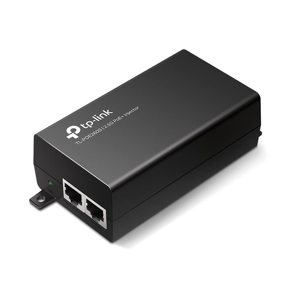 TP-Link POE260S PoE inžektors, 2 × 2,5 Gbps porti, saderīgs ar IEEE802.3af/at, kopējā jauda līdz 30W, sienas montāža un darbvirsmas dizains, Plug-and-Play