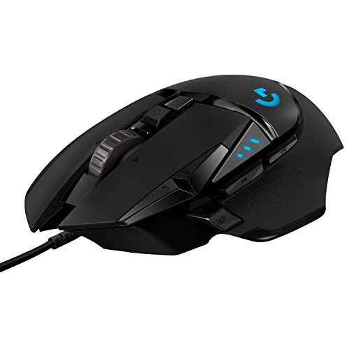 Logitech G502 HERO - augstas veiktspējas spēļu pele ar 25K DPI sensoru, RGB apgaismojumu, 11 programmējamām pogām.