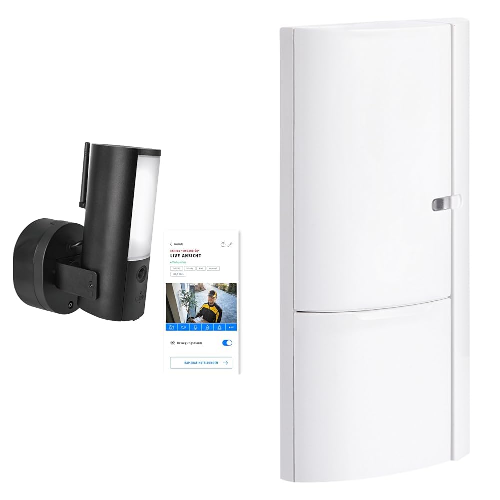 ABUS WLAN gaismas ārējā kamera (PPIC46520) un Smartvest atvēršanas sensors bezvadu trauksmes sistēmai | izmantojams durvīm un logiem | testu uzvarētājs | bezvadu uzstādīšana | balts | 38830