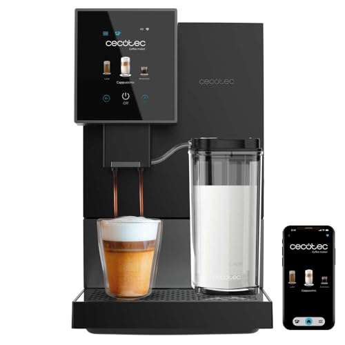 Cecotec kompaktā superautomātiskā kafijas automāts - 1350W, 19 Bar, TFT ekrāns, Wifi, dzirnaviņas, piena tvertne 400 ml.