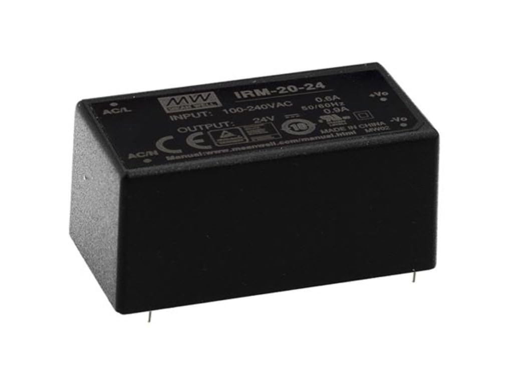 Mean Well IRM-20-24 Power Supply - 20W, single output, closed design, 24V, black