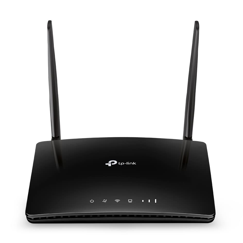 TP-Link TL-MR6400 LTE maršrutētājs, 4G maršrutētājs atbalsta SIM kartes, 4G Cat4 līdz 150 Mbit/s, WLAN 2.4GHz N300, 4x 100 Mbps porti, Plug and Play, līdz 32 ierīcēm, bērnu aizsardzība, viesu tīkls, melns