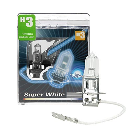 Halogēna luktura spuldzes H3 ECD Germany, 2 gab., 6000K balta gaisma, 12V 100W, 200 Lumen, vienkārša uzstādīšana