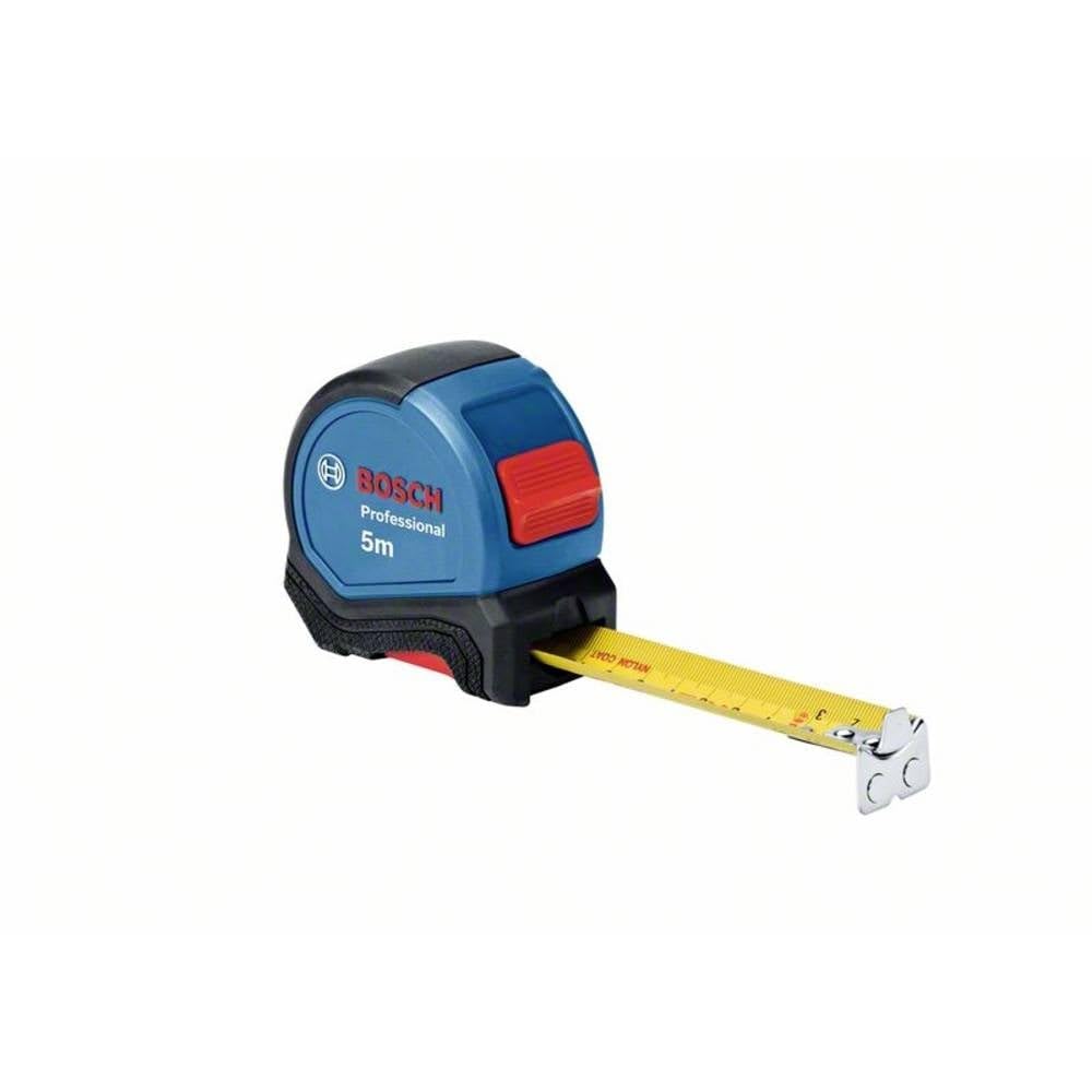 Mērlente Bosch PRO 5m, vienas rokas lietošana, jostas klipsis, magnētisks āķis, 2 fiksācijas pogas, 27 mm neilona-tērauda lenta