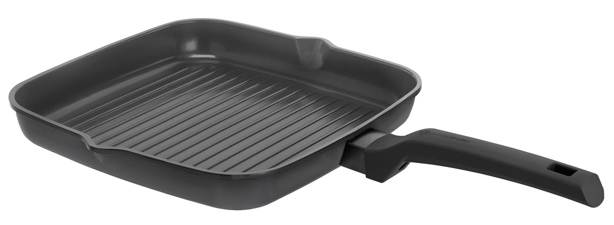 Schulte-Ufer Charisma Grill Pan - 28x28 cm, aluminum cast, induction compatible, optical cooking indicator for optimal temperature.