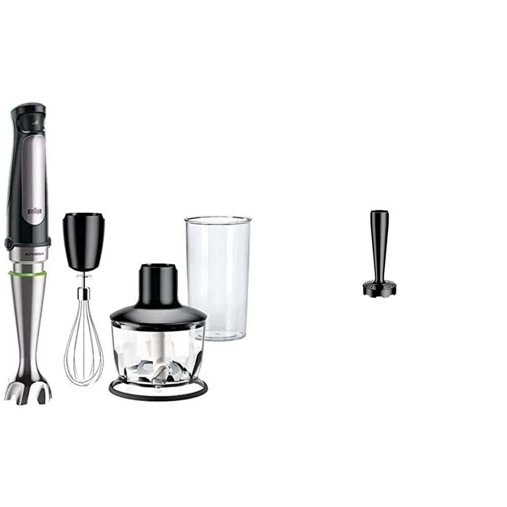 Braun MultiQuick 7 MQ 7035X rokas mikseris ar 3 daļu piederumu komplektu, 1000 vati, melns un Braun kartupeļu un dārzeņu biezeņa uzgalis MQS 300 BK ar EasyClick Plus sistēmu, BPA brīvs, melns