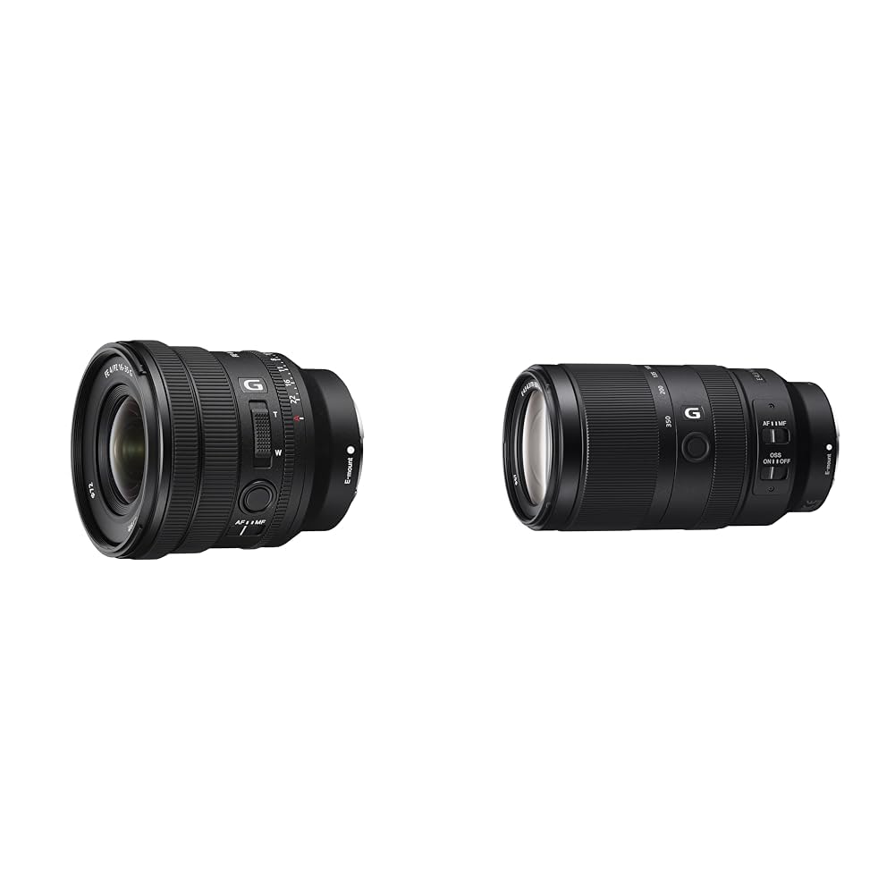 Sony Sony SELP1635G no Sony | FE PZ 16–35 mm F4 G Premium plaša leņķa pilna formāta objektīvs G sērijai ar Powerzoom & E 70-350mm f/4.5-6.3 G OSS | APS-C, super telefoto tālummaiņas objektīvs (SEL70350G)