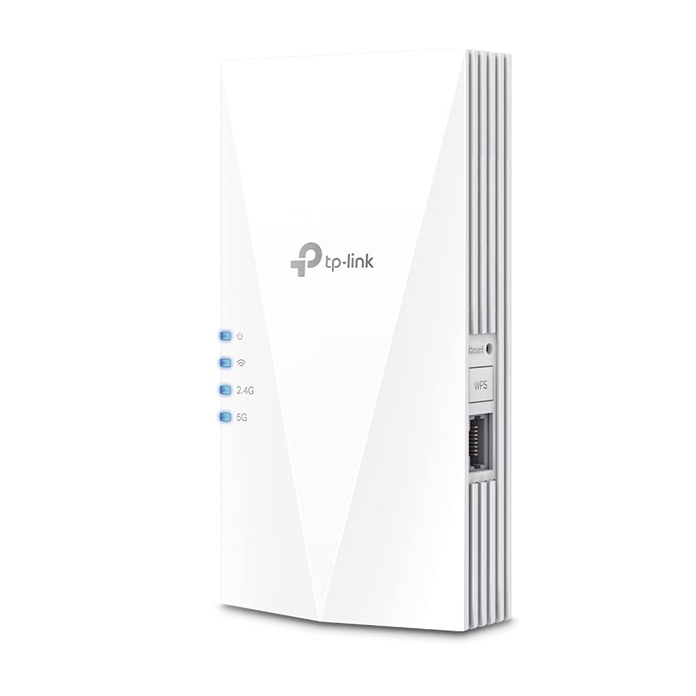 TP-Link RE600X WiFi 6 WLAN pastiprinātājs repeateris AX1800 (divjoslu 1201MBit/s 5GHz + 574MBit/s 2,4GHz, MU-MIMO, Gigabit ports, maksimāla pārklājuma zona, saderīgs ar visiem WLAN maršrutētājiem) balts