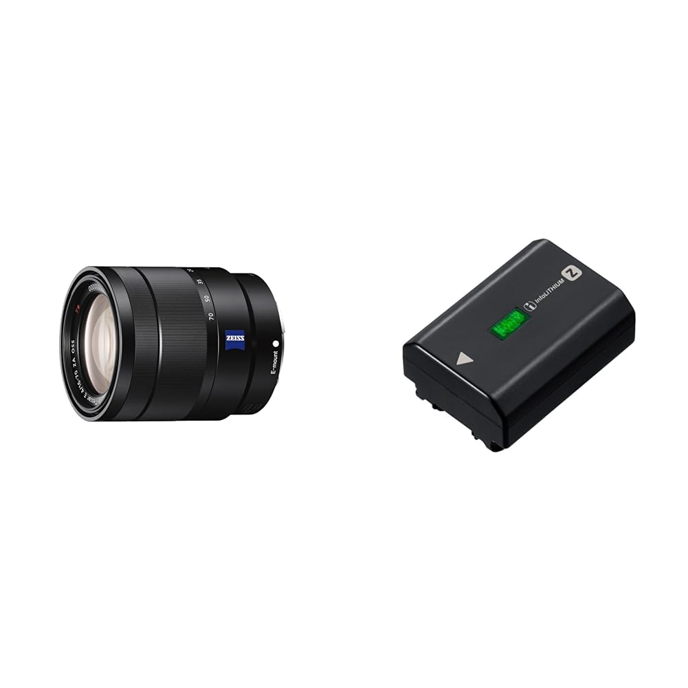 Sony SEL-1670Z Zeiss standarta zoom objektīvs (16-70 mm, F4.0, OSS, APS-C, piemērots A7, ZV-E10, A6000 un Nex sērijām, E-Mount) melns & NPFZ100.CE uzlādējams akumulatora bloks Z sērijai - melns