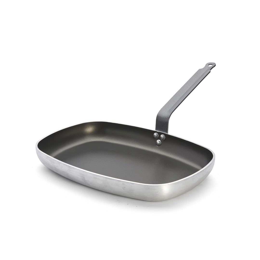De Buyer 8184.38 Panna choc - Rectangular fish pan, black, durable non-stick coating, ideal for grilling and frying.