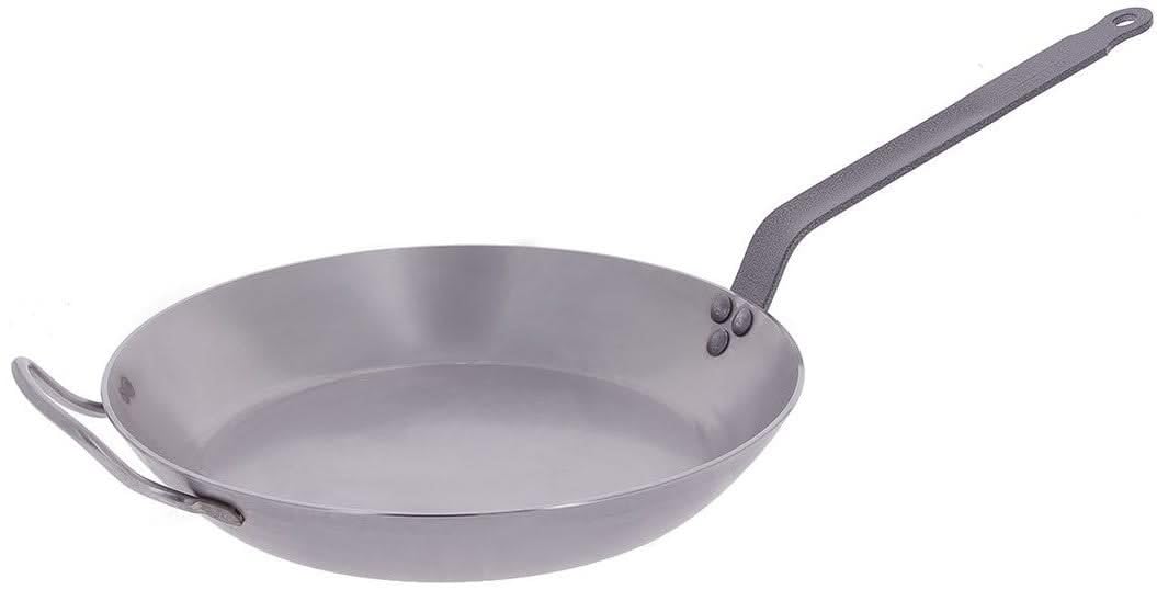 de Buyer Panna CARBONE PLUS - 36 cm steel frying pan with handles, ideal for high-heat cooking and durability.