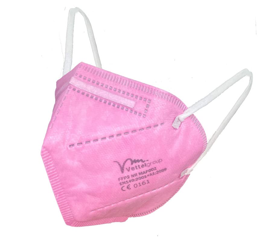 Obbocare FFP2 maskas ar 5 kārtām, FFP2 maska ar CE sertifikātu, homologēta, melna, pelēka, zila un rozā, atsevišķi iepakota, 20 vienību kaste, 5 katrā krāsā