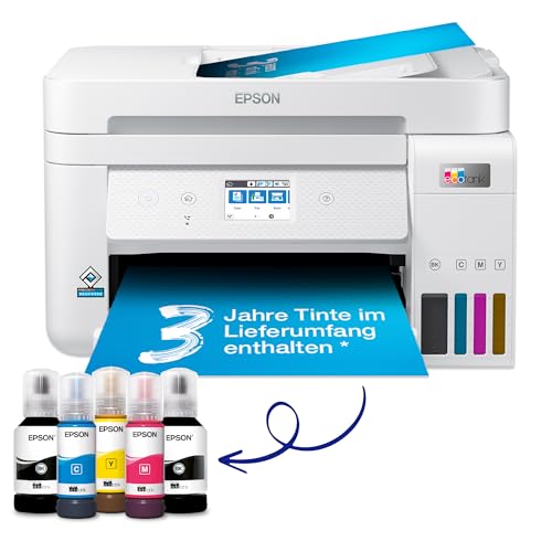 Epson EcoTank ET-4856 - A4 Wi-Fi multifunction ink tank printer with ink supply for up to 3 years.