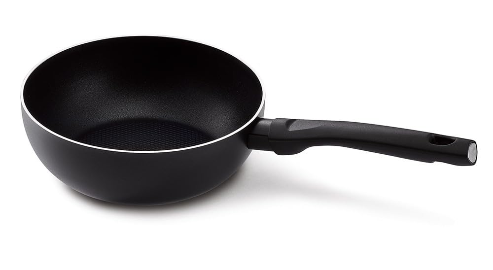Beka Fun Salsa 20 cm black aluminum wok pan - lightweight, durable, non-stick surface, ideal for stir-frying.