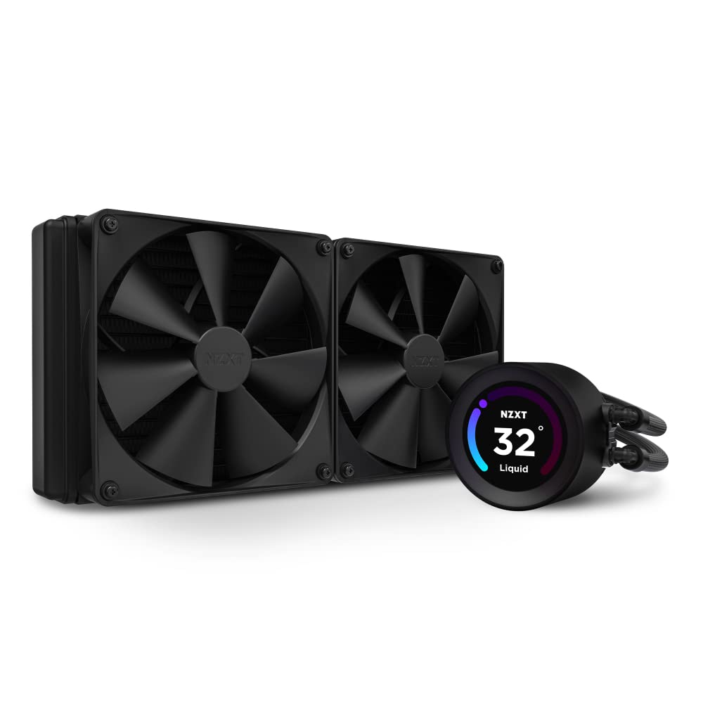 NZXT Kraken Elite AIO CPU Liquid Cooler - 280mm, customizable LCD display, high-performance pump, 2 x F140P fans, black