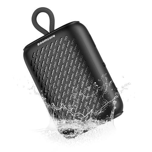 Boomcore mazie Bluetooth skaļruņi, portatīvā mūzikas kaste Bluetooth, āra Bluetooth skaļruņi - IPX7 ūdensizturīgi - bezvadu mūzikas baudījums līdz 12 stundām - melns