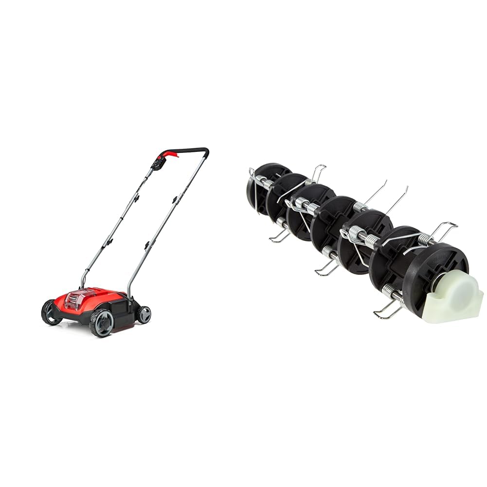 Akumulatora zāliena skarifikators Einhell GC-SC 18/28 Li Power X-Change, 18 V, bezsuku motors, 28 cm nažu veltnis, 3 darba dziļuma līmeņi, ar rezerves aerācijas veltni