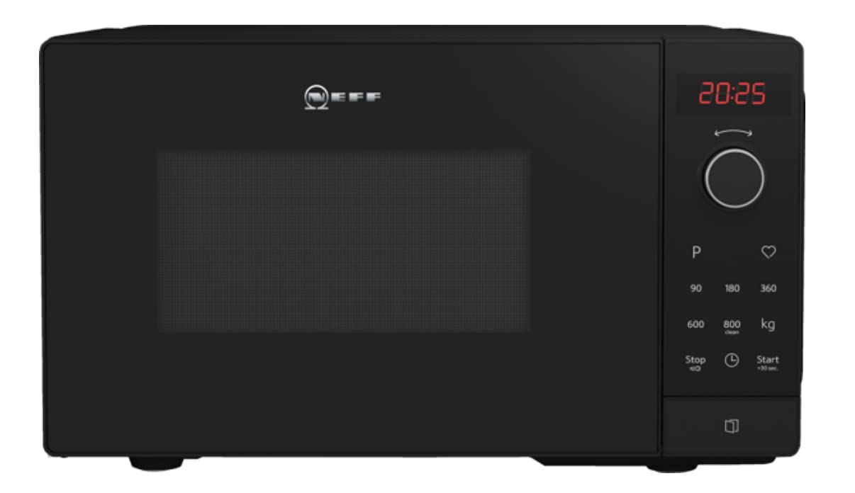 NEFF FLAWG20S2, N 30, mikroviļņu krāsns, 44x26 cm (WxH), LED displejs, vadības poga un 1 skārienpoga, sānu griežamās durvis, automātiskie programmas, viegla tīrīšana, viegla pulksteņa iestatīšana, melns