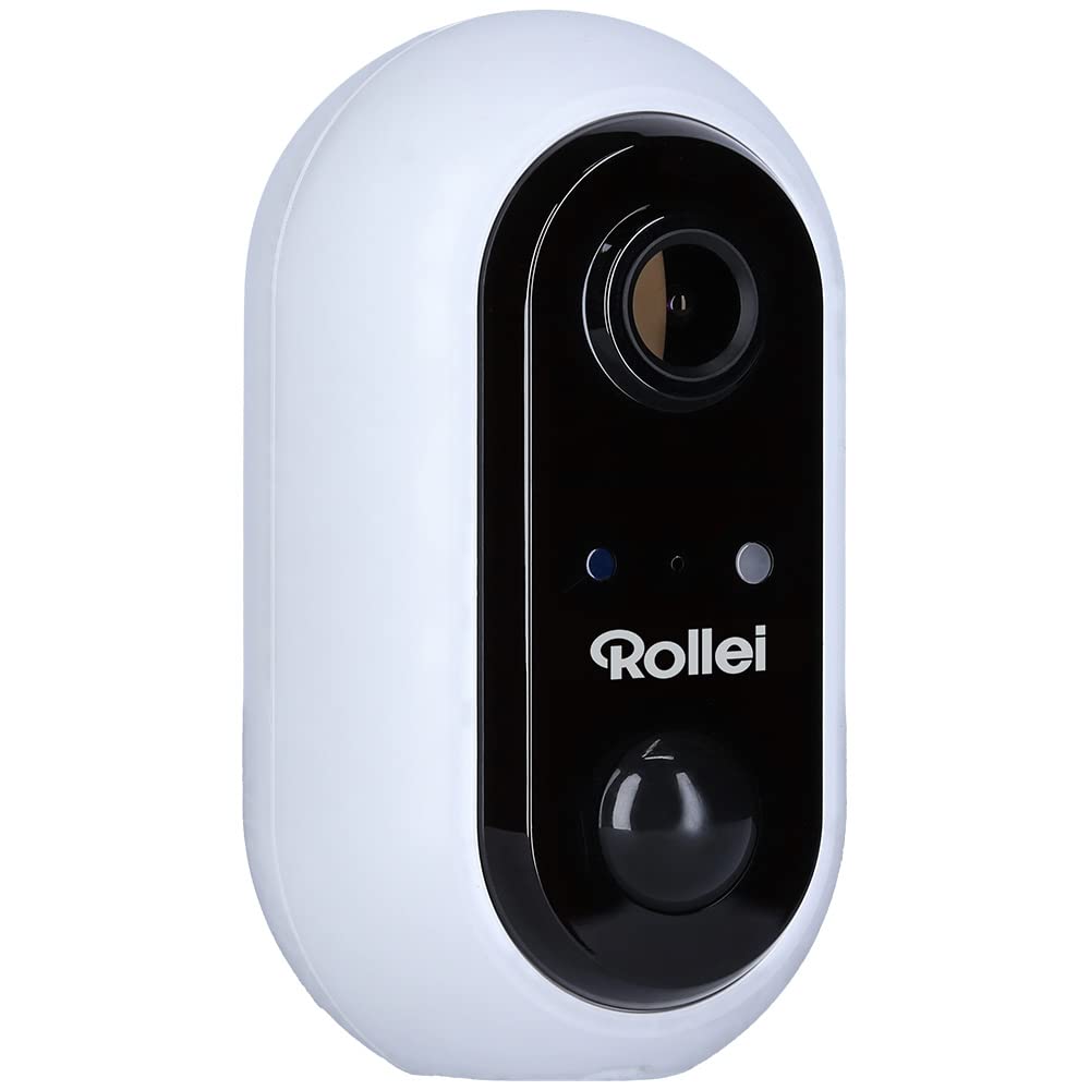 Rollei uzraudzības kamera bezvadu drošības kamera 1080p, bezvadu uzraudzības kamera ar Full-HD izšķirtspēju un lietotnes vadību. Aizsargāta pēc IP64.