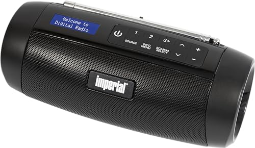IMPERIAL DABMAN GO – Pārnēsājamais Bluetooth skaļrunis ar radio (DAB+/FM, akumulators, 8 stundas atskaņošanas, IPX5 ūdensizturīgs, 5 vati) – Melns