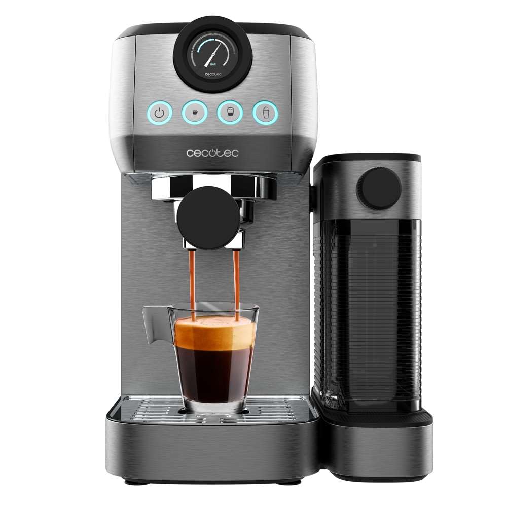 Cecotec Power Espresso 20 Steel Pro - 1350W, Thermoblock, 20 bar ForceAroma, full milk tank, instant cappuccino, cup warmer.