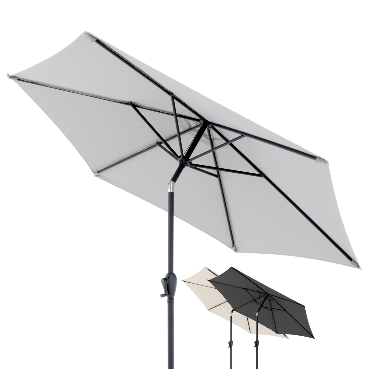 Saulessargs Doppler Jack Ø 250 cm, gaiši pelēks, ar kloķi, UV aizsardzība 50+
