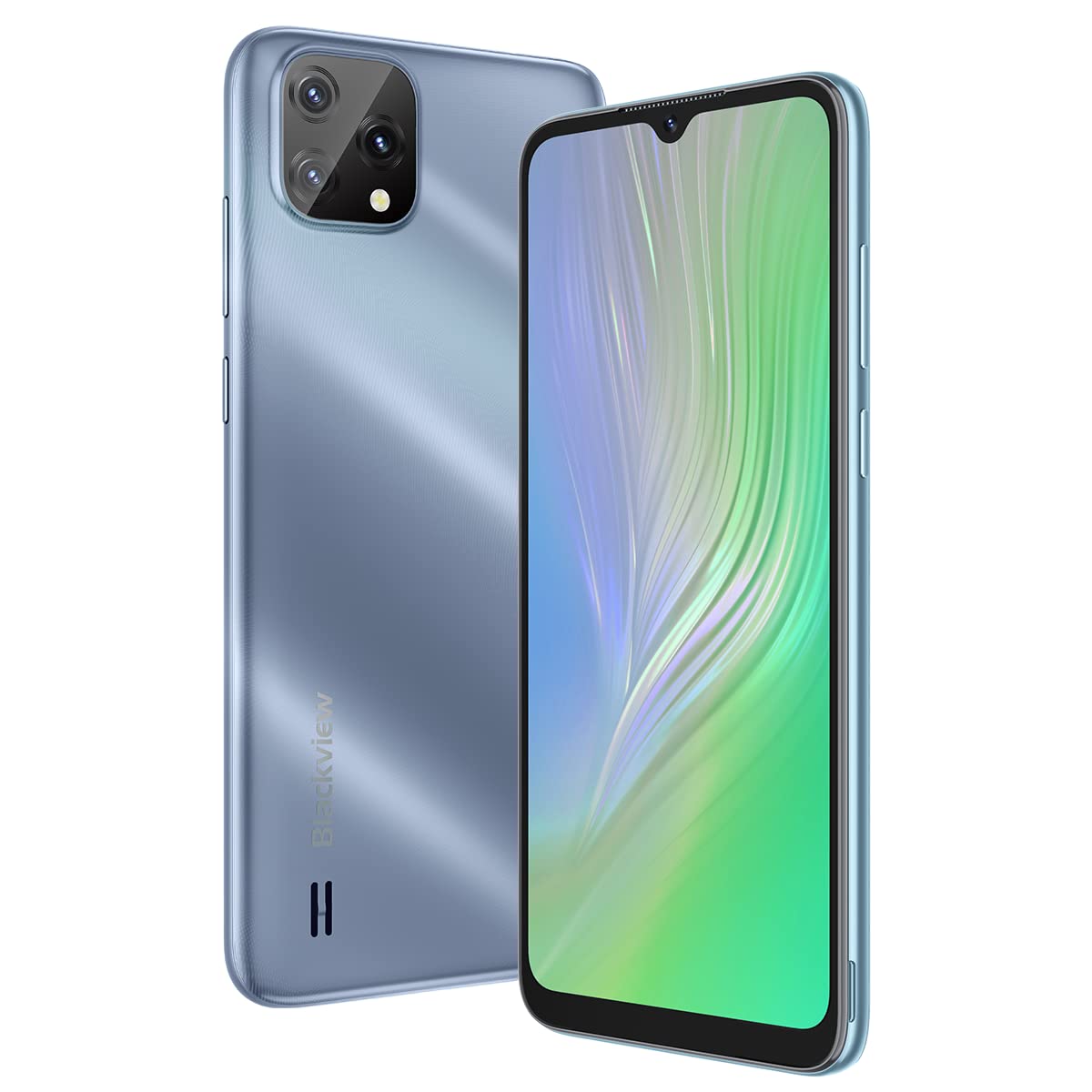 BLACKVIEW A55 - ZILS, 6.1" display, 4GB RAM, 64GB storage, dual camera, long-lasting battery.