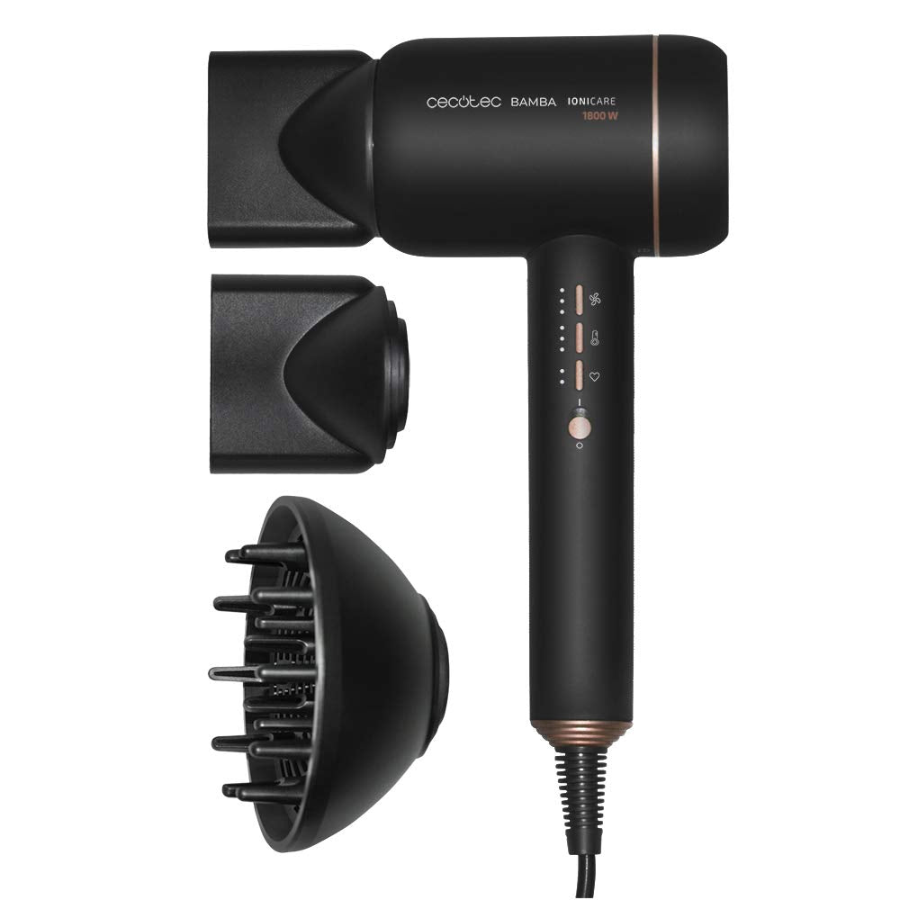 Cecotec IoniCare 6000 RockStar Essence Bamba matu fēns, 2200 W, digitālais motors, joni, 5 temperatūras iestatījumi, ieskaitot difuzoru un koncentratora uzgali, 1,8 m kabelis (6000 RockStar Fire)