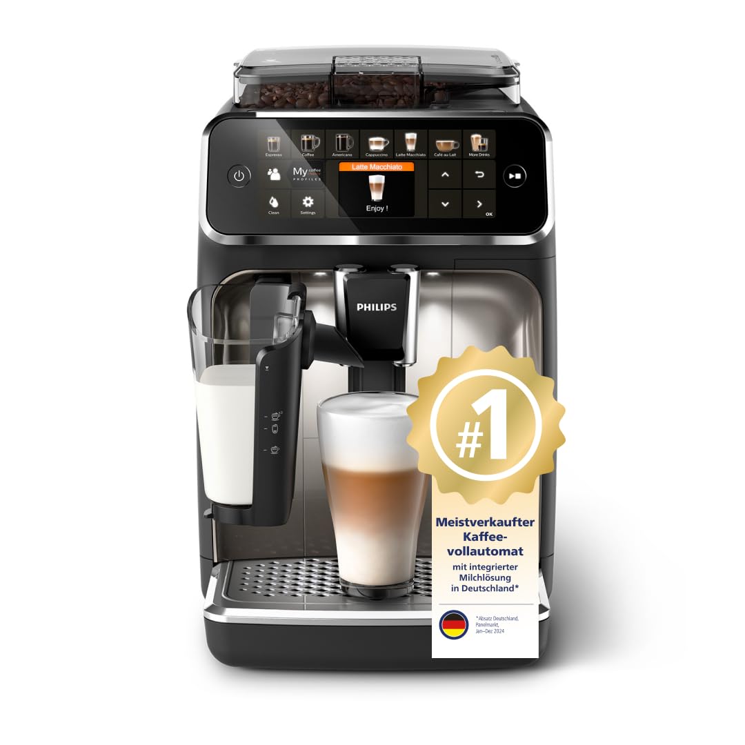 Philips Serie 5400 - LatteGo milk system, 12 coffee specialties, intuitive display, 4 user profiles, chrome (EP5447/90)