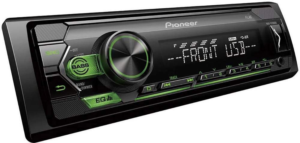 Pioneer MVH-S120UBG, 1DIN autoradio ar RDS, zaļš, pusē iebūvējamā dziļumā, 4x50Watt, USB, MP3, AUX ieeja, Android atbalsts, 5 joslu ekvalaizers, ARC lietotne