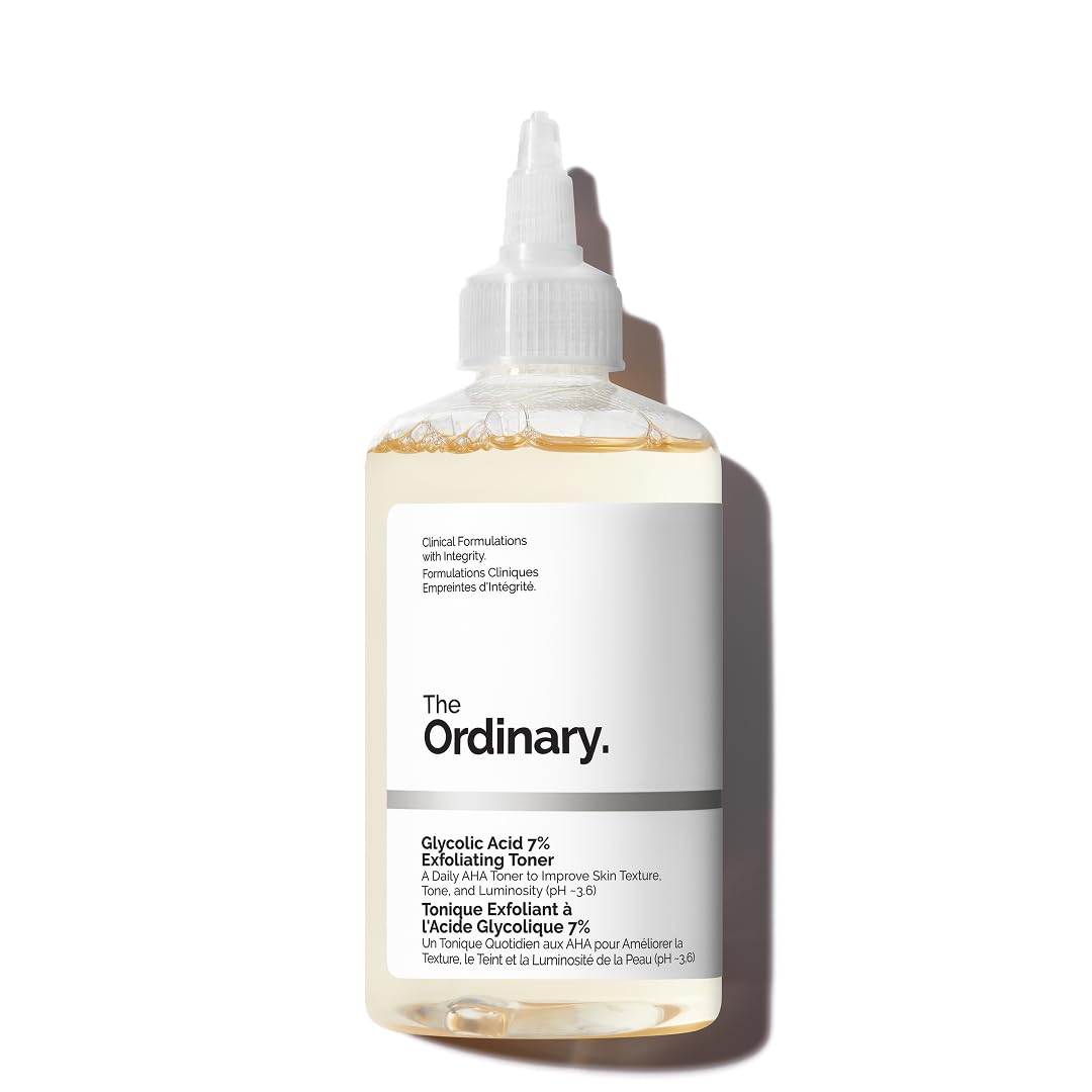 The Ordinary Glycolic Acid 7% Exfoliating Toner, izgaismojošs un izlīdzinošs ikdienas toniks vienmērīgākam ādas tonim, 240ml