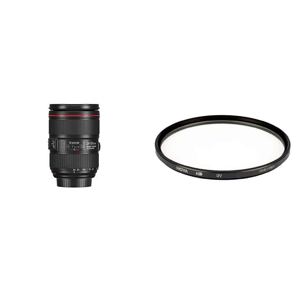 Canon zoom objektīvs EF 24-105mm F4L is II USM EOS (77mm filtra vītne, attēla stabilizators) melns & Hoya HD UV filtrs 77mm