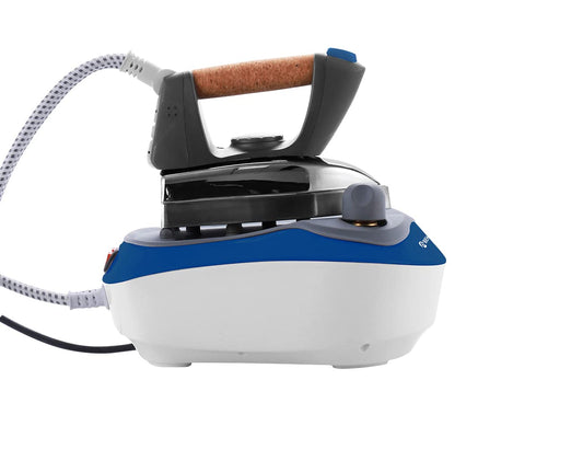 Tvaika gludeklis - alumīnija plāksne, nepārtraukta tvaika padeve, 850 ml tvertne, 2300 W jauda, drošības vāciņš, zils