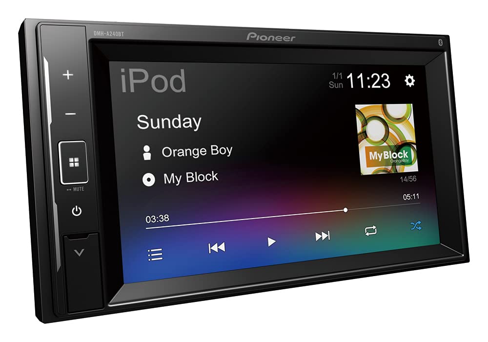 Pioneer DMH-A240BT, 2-DIN multimediju atskaņotājs, īss montāžas dziļums, 6,2-Zoll ClearType skārienekrāns, viedtālruņa savienojums, USB, Bluetooth, 13 joslu grafiskais ekvalaizers