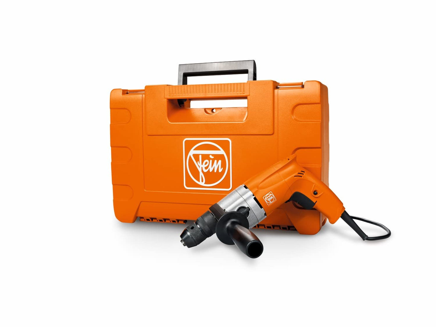 FEIN BOP 13-2 SET - 550W dual-speed drill up to 13mm, ideal for steel and stainless steel, includes plastic case.