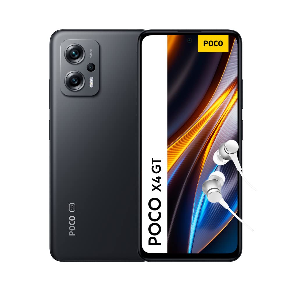 Xiaomi POCO X4 GT 5G - 6.6” 144Hz display, 64MP triple camera, 5080mAh battery, 67W Turbo charging, black, Alexa enabled.