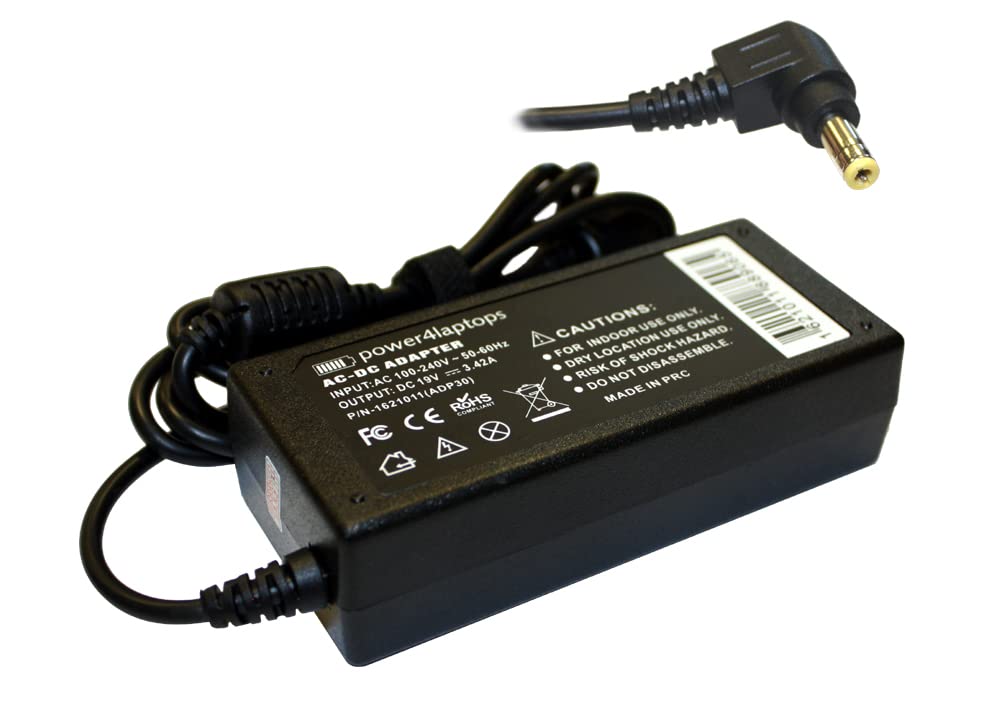 Power4Laptops galddatora barošanas bloks - saderīgs ar Intel NUC KIT NUC6i5SYK, 65W, kompakts dizains, droša jauda.